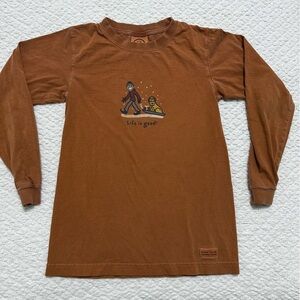 Life is Good Shirt Long Sleeve Brown Sleigh Dog Shirt Kid’s Size M (10)